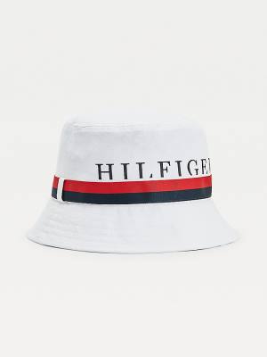 Tommy Hilfiger Tape Bucket Şapka Erkek Beyaz | TH201CFK