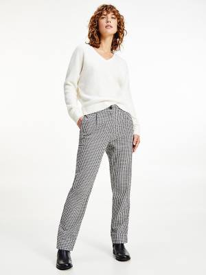 Tommy Hilfiger Tapered Houndstooth Virgin Wool Pantolon Kadın Mavi | TH153RKB