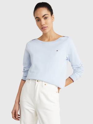 Tommy Hilfiger Tekne Neck Organic Pamuklu Jumper Kazak Kadın Mavi | TH059GAD