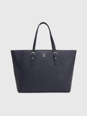 Tommy Hilfiger Textured Medium Tote Çanta Kadın Mavi | TH418RZW