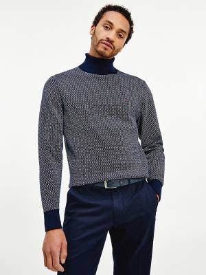 Tommy Hilfiger Textured Roll Neck Jumper Kazak Erkek Mavi | TH341FQK