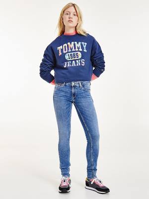 Tommy Hilfiger Tie-Dye Cropped Sweatshirt Kadın Mavi | TH098SLP