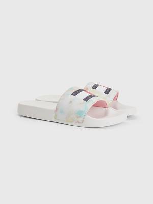 Tommy Hilfiger Tie-Dye Slides Sandalet Kadın Beyaz | TH687QEO