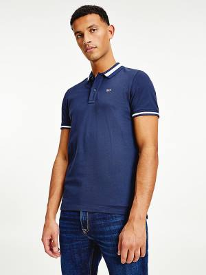 Tommy Hilfiger Tipped Stretch Slim Fit Polo Yaka Tişört Erkek Mavi | TH094NXH