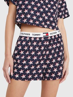 Tommy Hilfiger Tommy 85 Star Print Logo Waistband Shorts Pijama Kadın Bej Rengi | TH923TAO