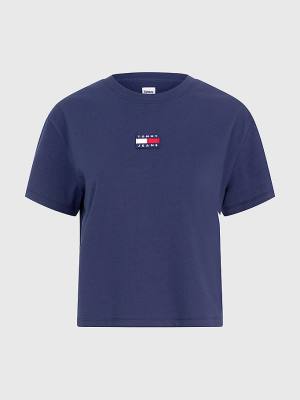 Tommy Hilfiger Tommy Badge Crew Neck Tişört Kadın Mavi | TH720DRZ