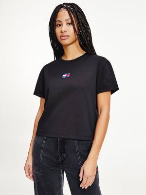 Tommy Hilfiger Tommy Badge Crew Neck Tişört Kadın Siyah | TH918BGA