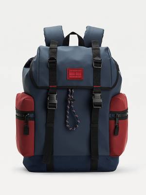 Tommy Hilfiger Tommy Badge Double Clip Backpack Çanta Erkek Mavi | TH459PQW