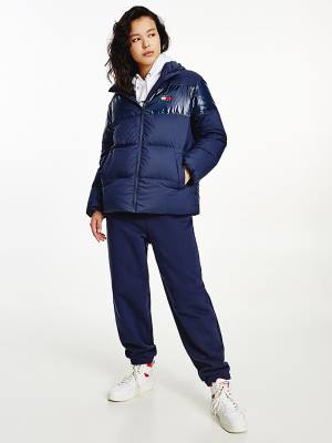 Tommy Hilfiger Tommy Badge Down Puffer Ceket Kadın Mavi | TH853SOF