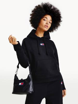 Tommy Hilfiger Tommy Badge Kapüşonlu Sweatshirt Kadın Siyah | TH287AVT