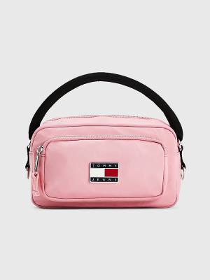 Tommy Hilfiger Tommy Badge Plaque Crossover Çanta Kadın Pembe | TH095SHT