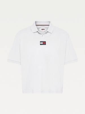 Tommy Hilfiger Tommy Badge Polo Yaka Tişört Kadın Beyaz | TH956DHV