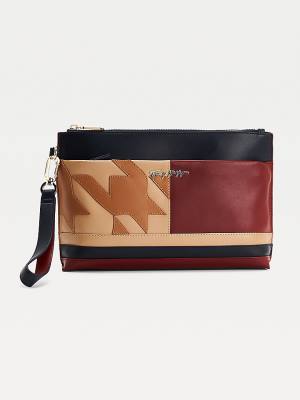 Tommy Hilfiger Tommy Icons Deri Clutch Çanta Kadın Mavi | TH159LZG