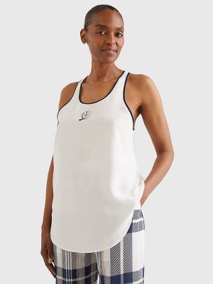 Tommy Hilfiger Tommy Icons Silk Racerback Tank Top Gömlek Kadın Beyaz | TH310ULE