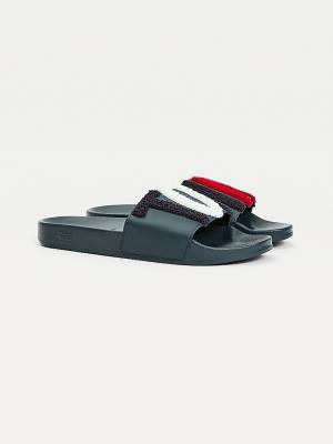 Tommy Hilfiger Tommy Lettering Pool Slides Sandalet Kadın Mavi | TH248CQJ