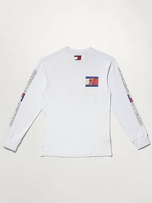 Tommy Hilfiger Tommy Revisited Long Sleeve Rolling Stones Tişört Erkek Beyaz | TH705LRU