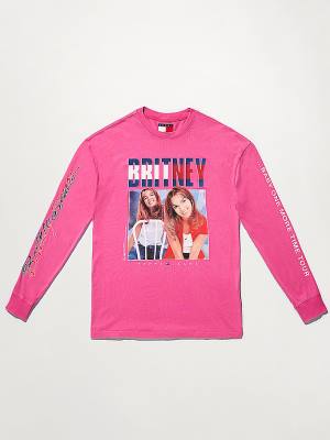 Tommy Hilfiger Tommy Revisited Long Sleeve Britney Oversized Tişört Kadın Pembe | TH936JEN