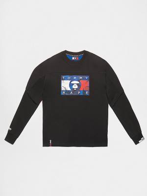 Tommy Hilfiger Tommy X AAPE Long Sleeve Tişört Erkek Siyah | TH160KHG