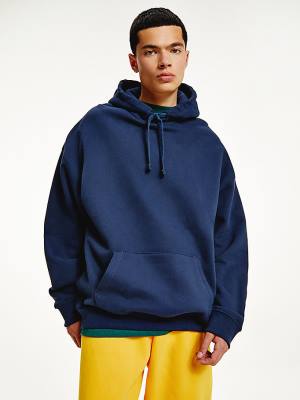 Tommy Hilfiger Tonal Logo Kapüşonlu Sweatshirt Erkek Mavi | TH628GZE