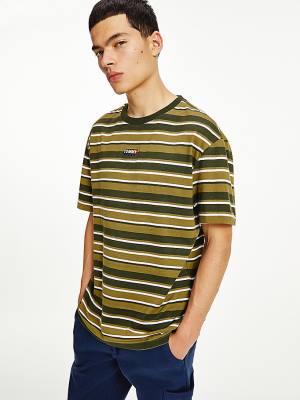 Tommy Hilfiger Tonal Stripe Tişört Erkek Yeşil | TH830GCZ