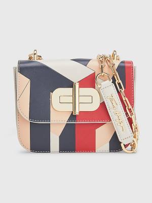 Tommy Hilfiger Turn Lock Small Deri Crossover Çanta Kadın Bej Rengi | TH672LMD