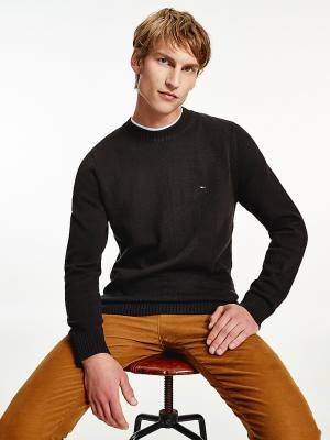 Tommy Hilfiger Tıknaz Knit Crew Neck Jumper Kazak Erkek Siyah | TH347RZU