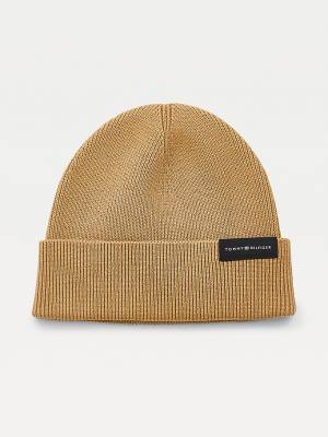 Tommy Hilfiger Uptown Wool Pamuklu Beanie Şapka Erkek Bej Rengi | TH648QNT