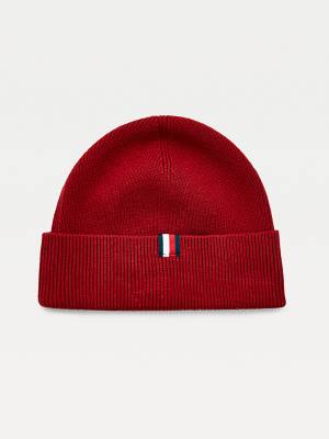 Tommy Hilfiger Uptown Wool Pamuklu Beanie Şapka Erkek Kırmızı | TH718LZP