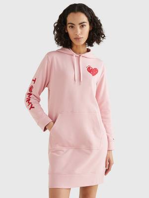 Tommy Hilfiger Valentines Heart Print Elbise Kadın Pembe | TH631MIQ