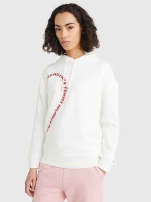 Tommy Hilfiger Valentines Heart Print Relaxed Fit Kapüşonlu Sweatshirt Kadın Beyaz | TH091RIL