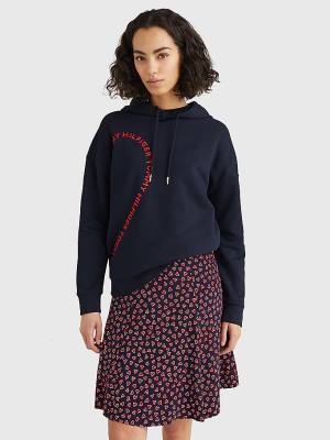 Tommy Hilfiger Valentines Heart Print Relaxed Fit Kapüşonlu Sweatshirt Kadın Mavi | TH652LFX