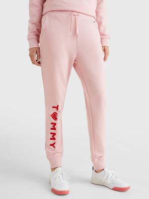 Tommy Hilfiger Valentines Heart Print Terry Joggers Pantolon Kadın Pembe | TH084PHY