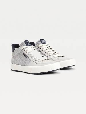 Tommy Hilfiger Vulcanised Felt High-Top Spor Ayakkabı Erkek Gri | TH260LGT