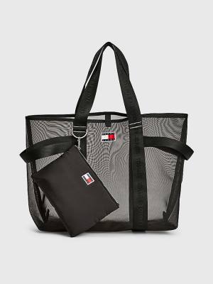 Tommy Hilfiger Weekender Webbing Tote Çanta Kadın Siyah | TH627WZM