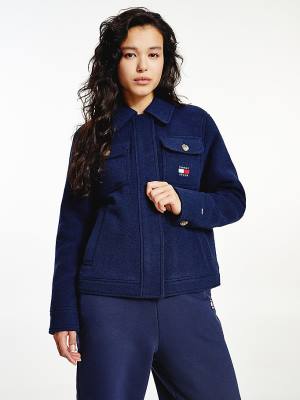 Tommy Hilfiger Wool Blend Quilted Kaban Kadın Mavi | TH685AQV