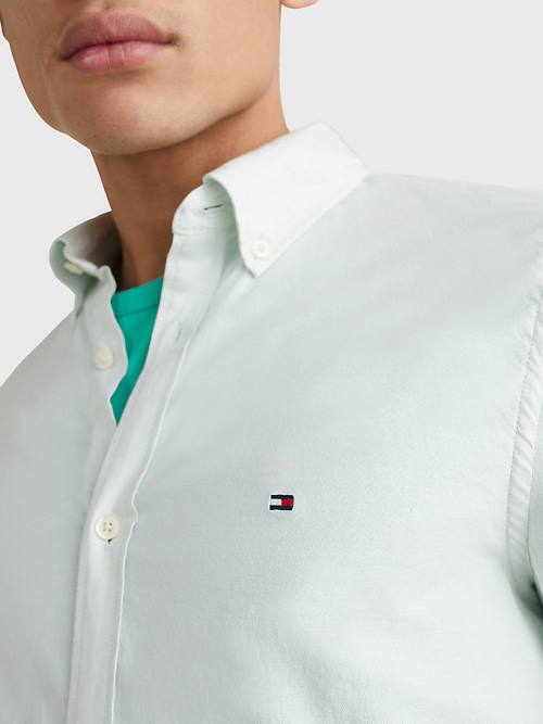 Tommy Hilfiger 1985 Essential Polygiene Slim Fit Gömlek Erkek Yeşil | TH490OZL