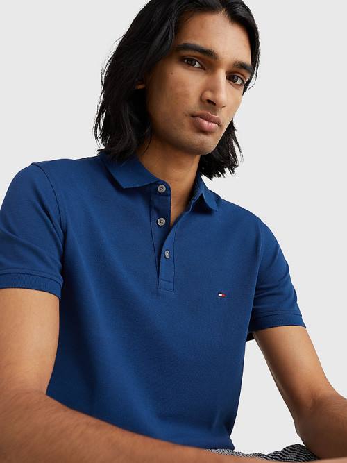 Tommy Hilfiger 1985 Essential Slim Fit Polo Yaka Tişört Erkek Mavi | TH041JKB