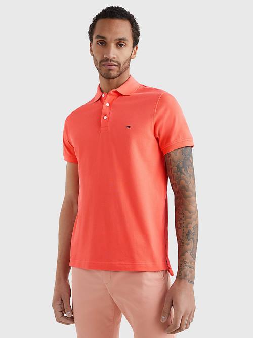 Tommy Hilfiger 1985 Essential Slim Fit Polo Yaka Tişört Erkek Kırmızı | TH106EDI