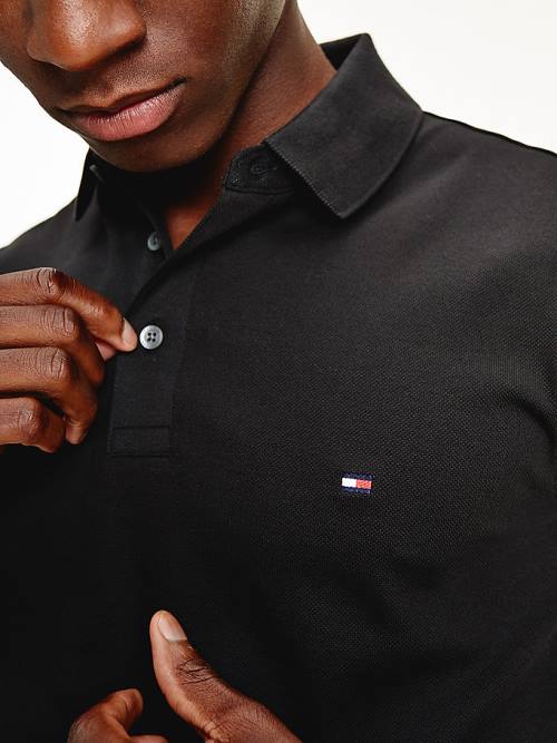 Tommy Hilfiger 1985 Essential Slim Fit Polo Yaka Tişört Erkek Siyah | TH387JLK