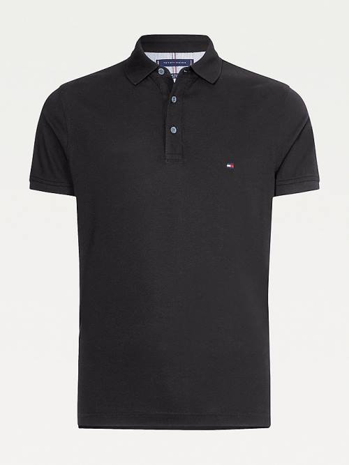 Tommy Hilfiger 1985 Essential Slim Fit Polo Yaka Tişört Erkek Siyah | TH387JLK