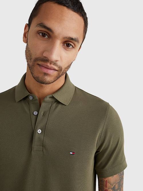 Tommy Hilfiger 1985 Essential Slim Fit Polo Yaka Tişört Erkek Haki | TH416UAD