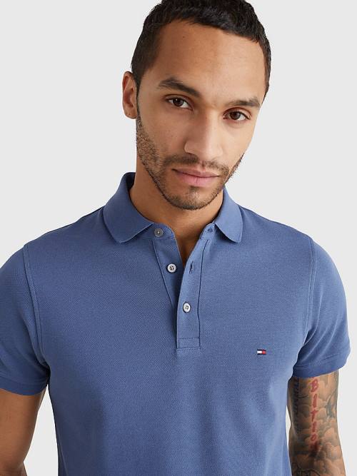 Tommy Hilfiger 1985 Essential Slim Fit Polo Yaka Tişört Erkek Mavi | TH453RQK