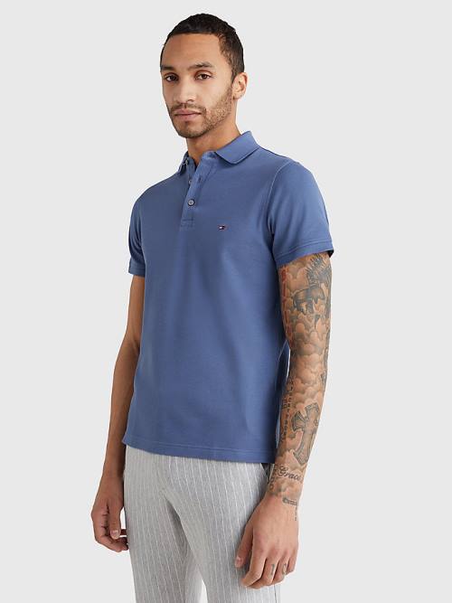 Tommy Hilfiger 1985 Essential Slim Fit Polo Yaka Tişört Erkek Mavi | TH453RQK