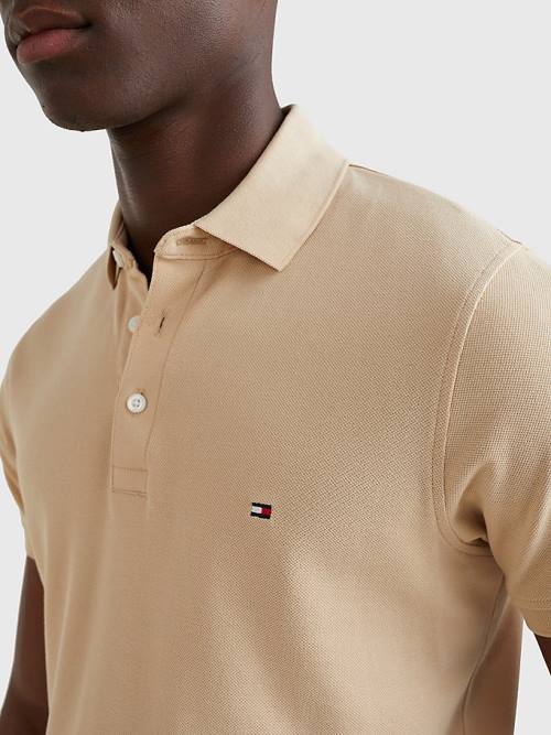 Tommy Hilfiger 1985 Essential Slim Fit Polo Yaka Tişört Erkek Bej Rengi | TH610ALU