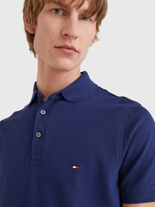 Tommy Hilfiger 1985 Essential Slim Fit Polo Yaka Tişört Erkek Mavi | TH871SFT