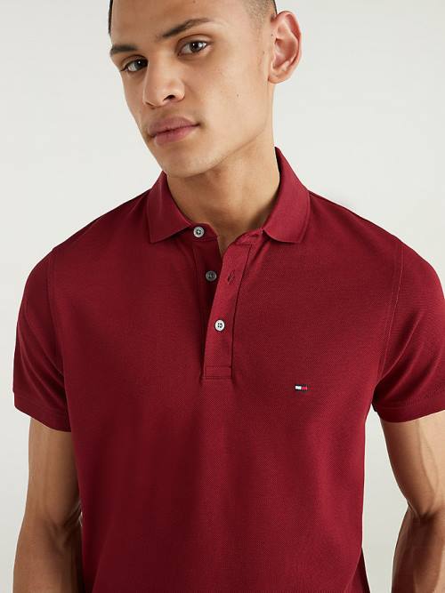 Tommy Hilfiger 1985 Essential Slim Fit Polo Yaka Tişört Erkek Kırmızı | TH935FVT