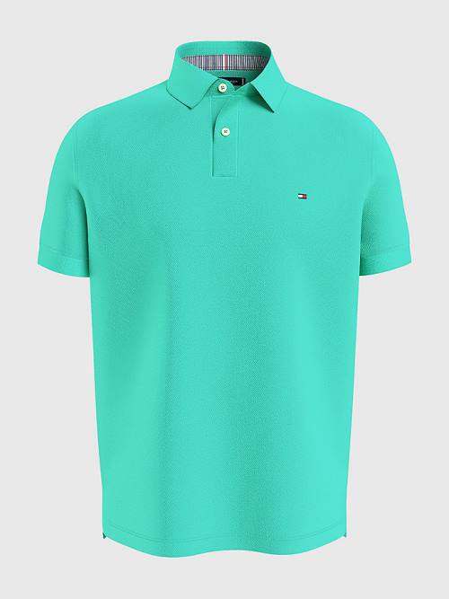 Tommy Hilfiger 1985 Essential TH Flex Polo Yaka Tişört Erkek Yeşil | TH140OMI