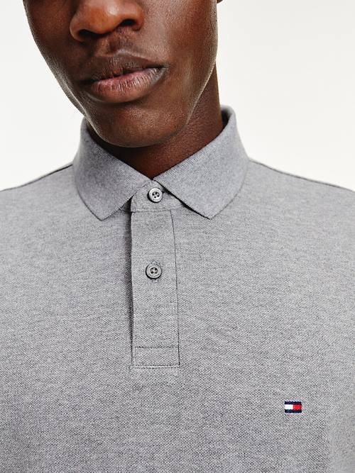 Tommy Hilfiger 1985 Essential TH Flex Polo Yaka Tişört Erkek Gri | TH302ZPK