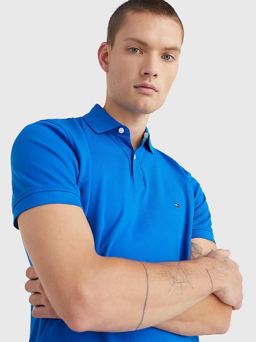 Tommy Hilfiger 1985 Essential TH Flex Polo Yaka Tişört Erkek Mavi | TH314EZS