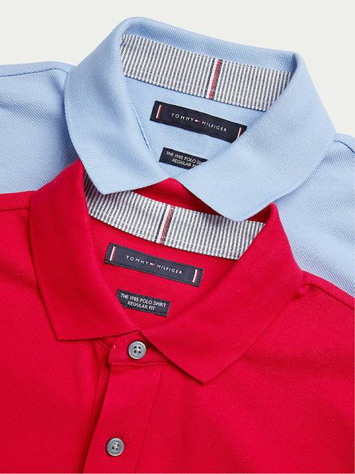 Tommy Hilfiger 1985 Essential TH Flex Polo Yaka Tişört Erkek Kırmızı | TH379XWI